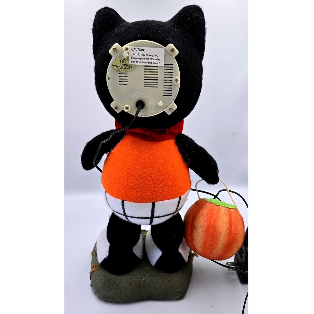 Vintage Department 56 Fiber Optic Black Cat Halloween Figurine Pumpkin RARE - Picture 5 of 8